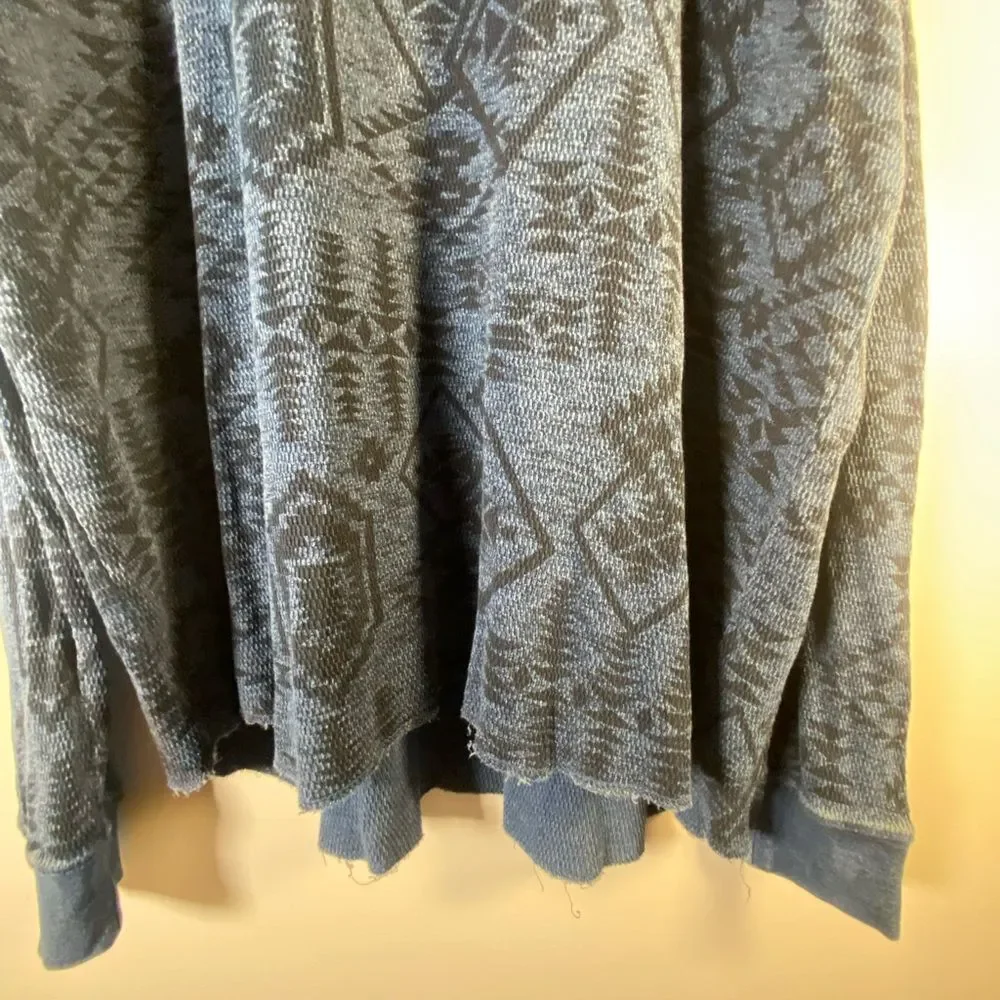 Lucky Brand Aztec thermal waffle Men's Crewneck Sweater in Blue Pattern
